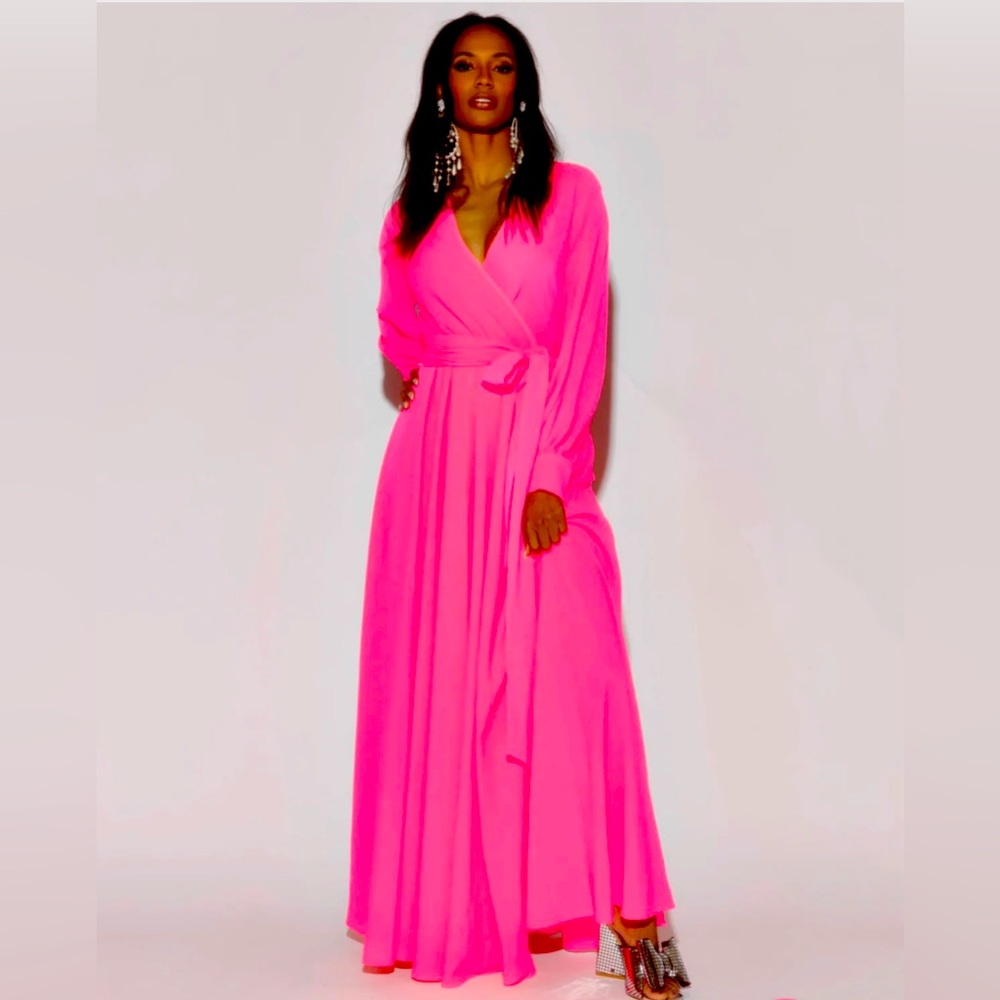 Meghan LA Lilypad Maxi Dress, Neon Pink (NWT)